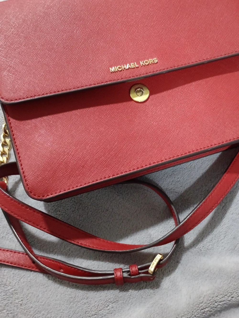 Michael Kors Red Saffiano Leather Crossbody Bag